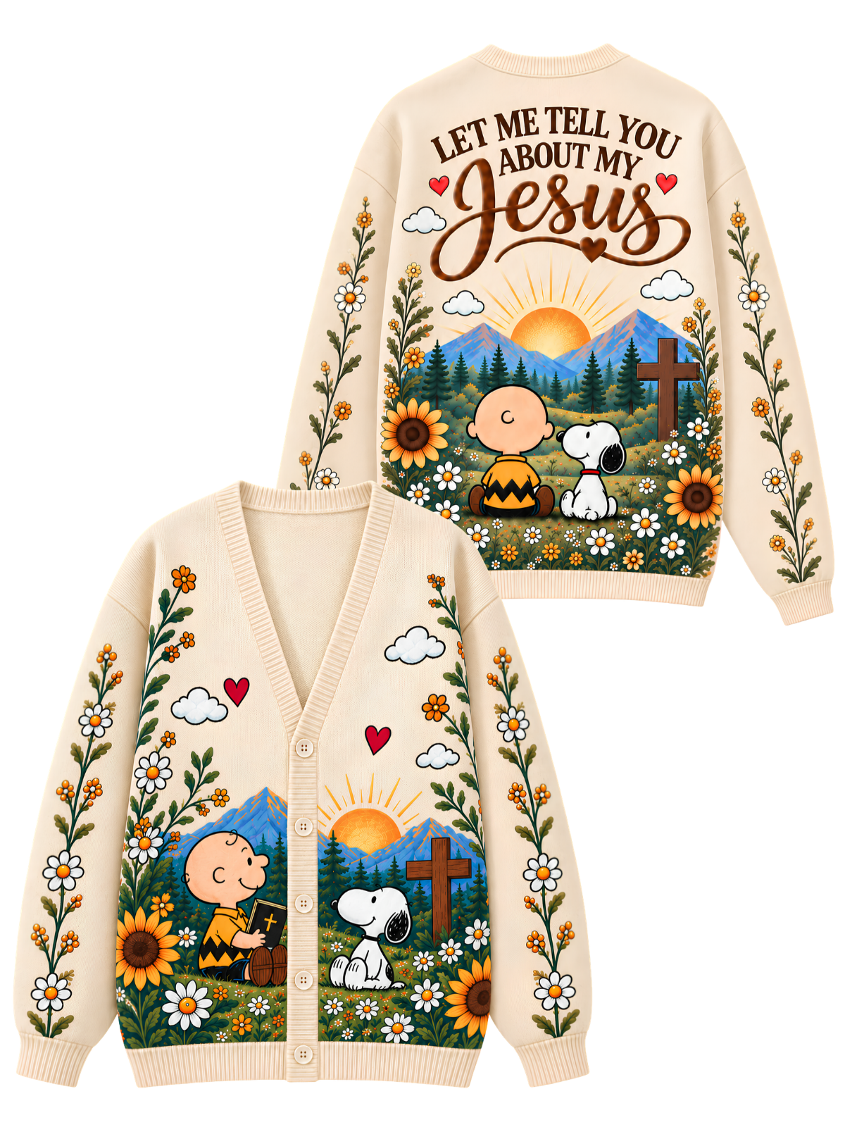 Let Me Tell You About My Jesus Gift For Her - Personalized Knitted Cardigan