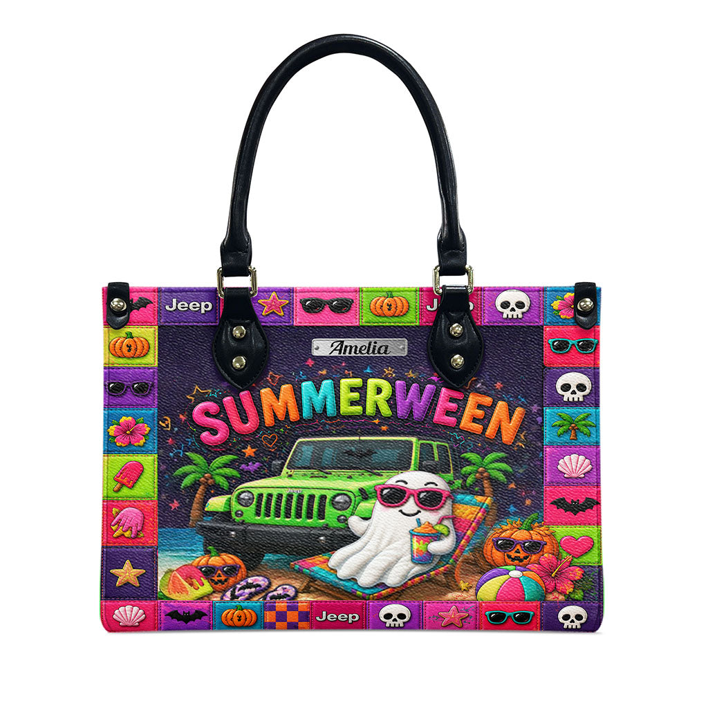 Jeep Summerween Halloween Ghost Beach Personalized Leather Handbag-DN2808261126