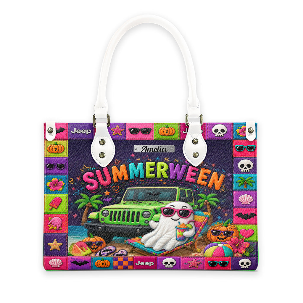 Jeep Summerween Halloween Ghost Beach Personalized Leather Handbag-DN2808261126