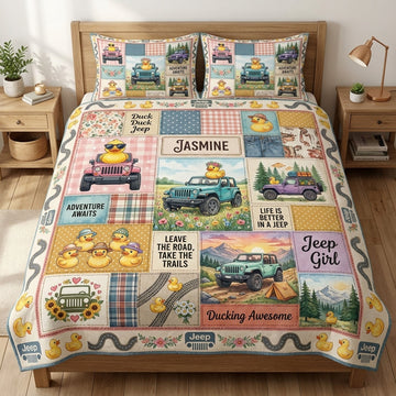 Duck Duck Jeep Personalized Quilted Bedding Set TN0608261536