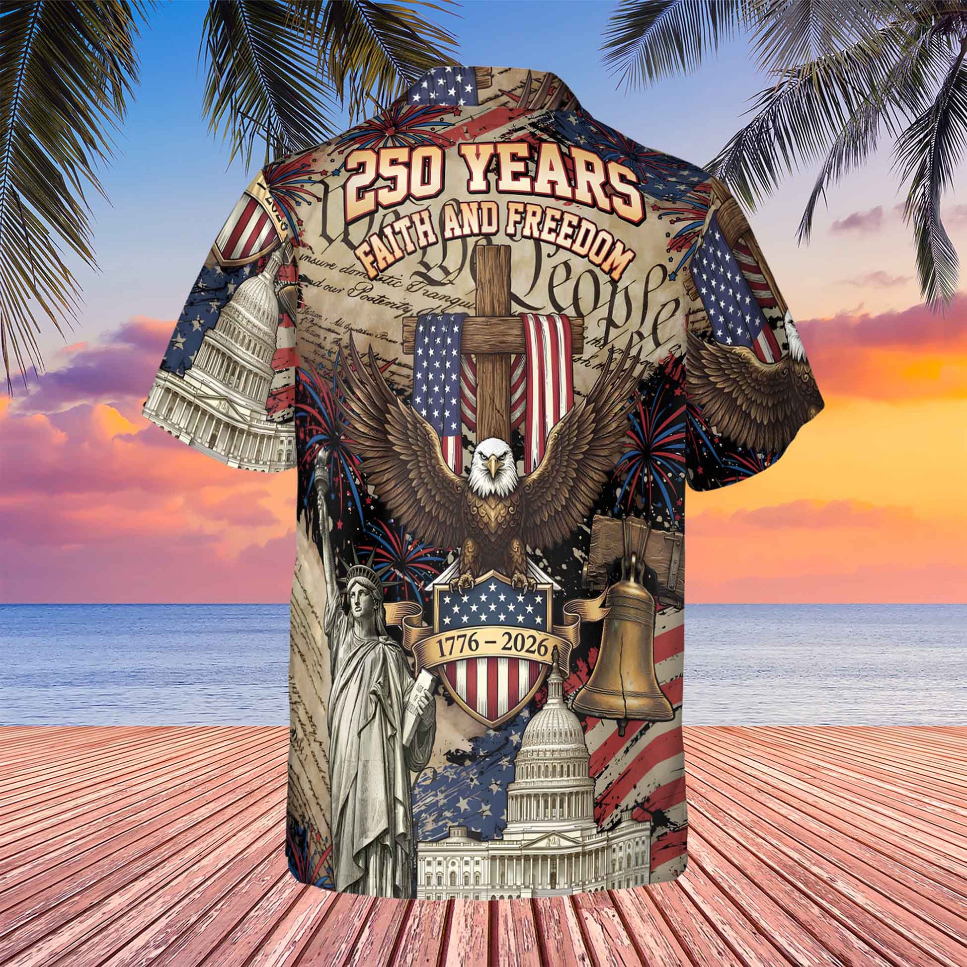 250 Years Faith And Freedom Hawaiian Shirt | US 1776–2026 Hawaiian Shirt |  America AOP Hawaiian Shirt 684225 - image 3