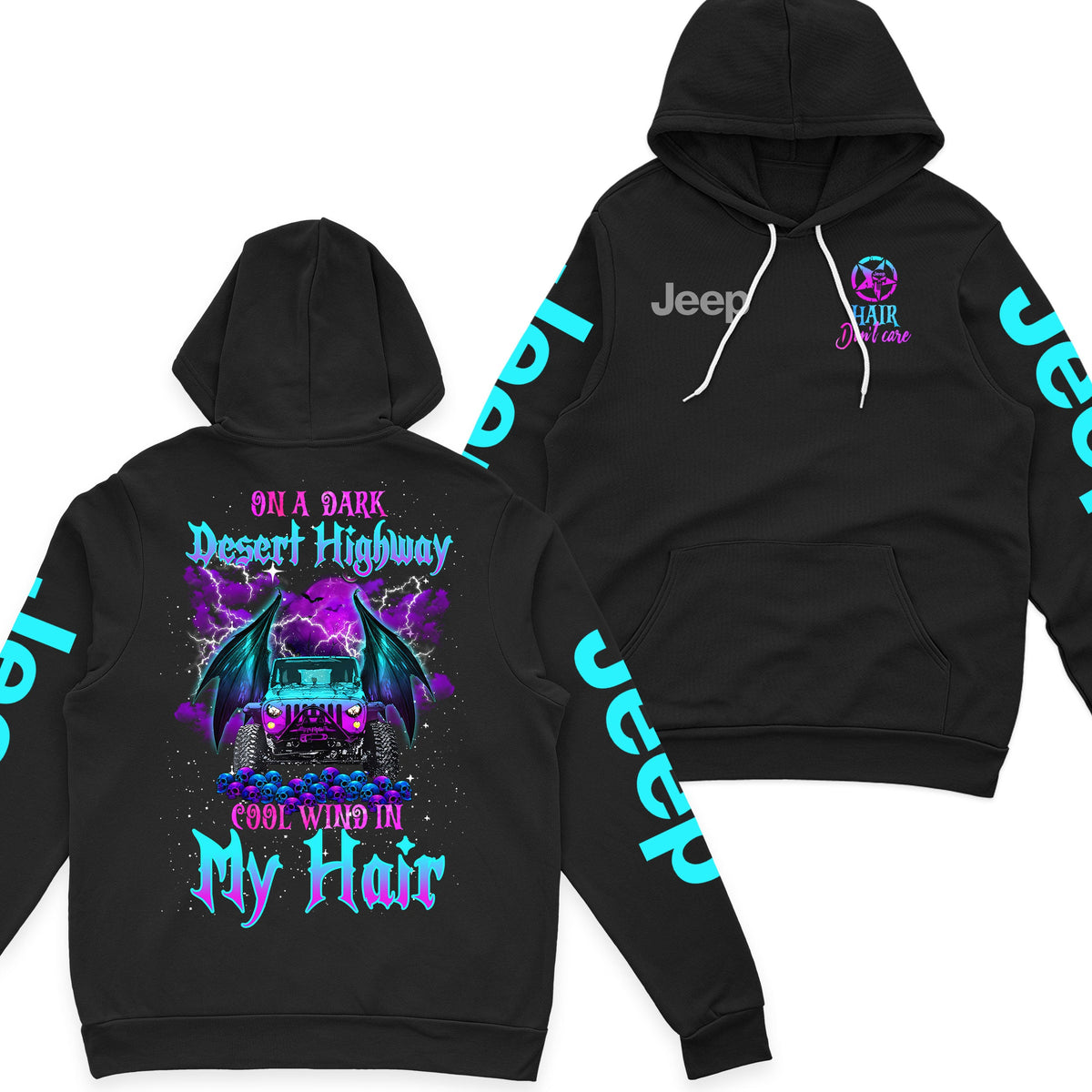 On A Dark Desert Highway Jeep Hair Fleece Zip Hoodie Supler Store