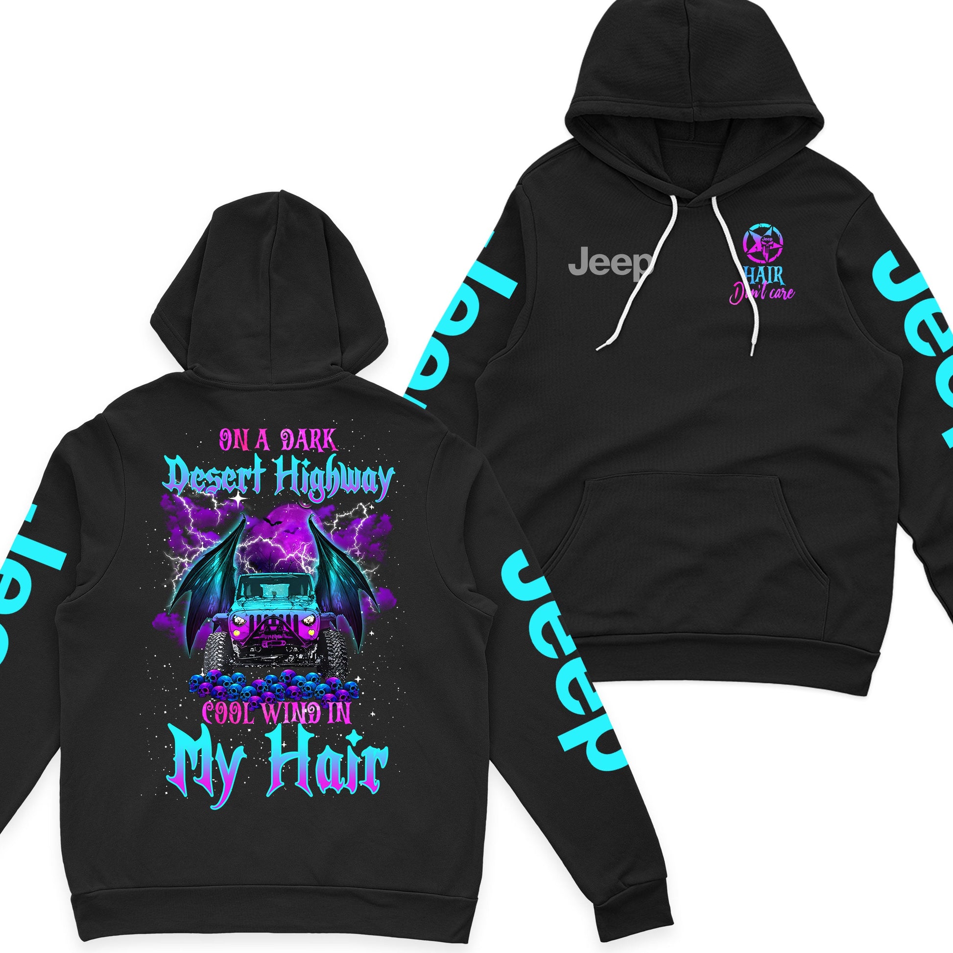 On A Dark Desert Highway Jeep Hair Fleece Zip Hoodie Supler Store