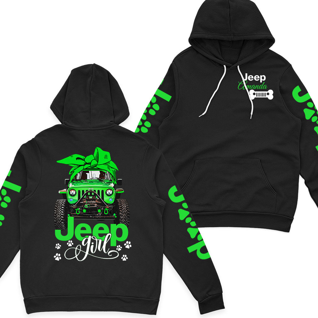 Personalized Jeep Dog Girl Multicolor Fleece Zip Hoodie Supler Store