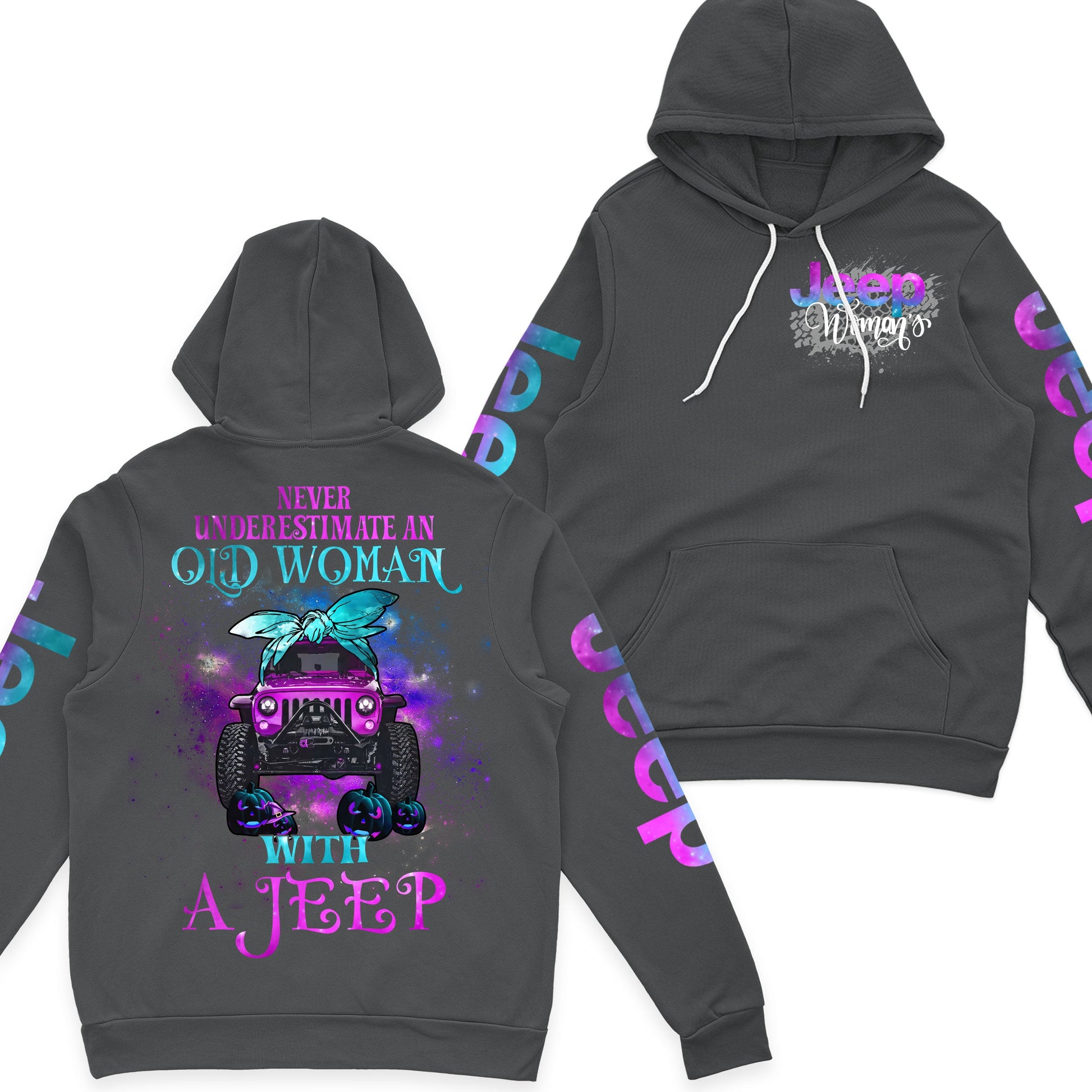 Never Underestimate An Old Woman With A Jeep Fleece Zip Hoodie Supler Store