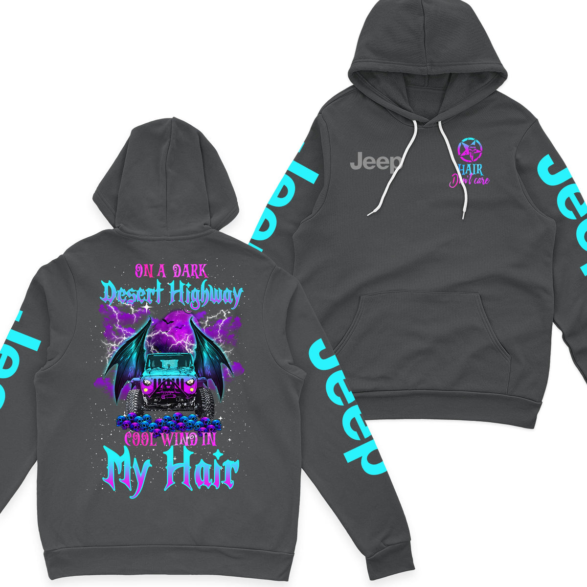 On A Dark Desert Highway Jeep Hair Fleece Zip Hoodie Supler Store