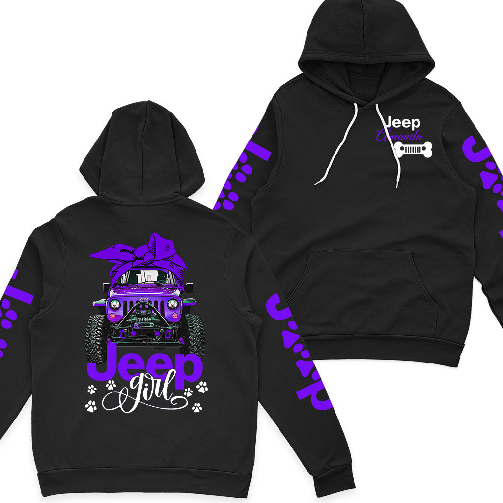 Personalized Jeep Dog Girl Multicolor Fleece Zip Hoodie Supler Store
