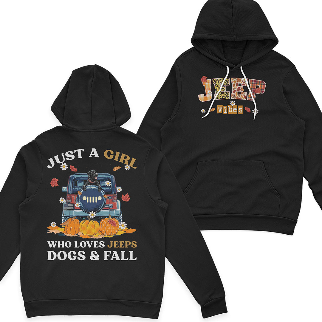 Just A Girl Who Loves Jeeps, Dogs & Fall T-Shirt Hoodie Supler Store