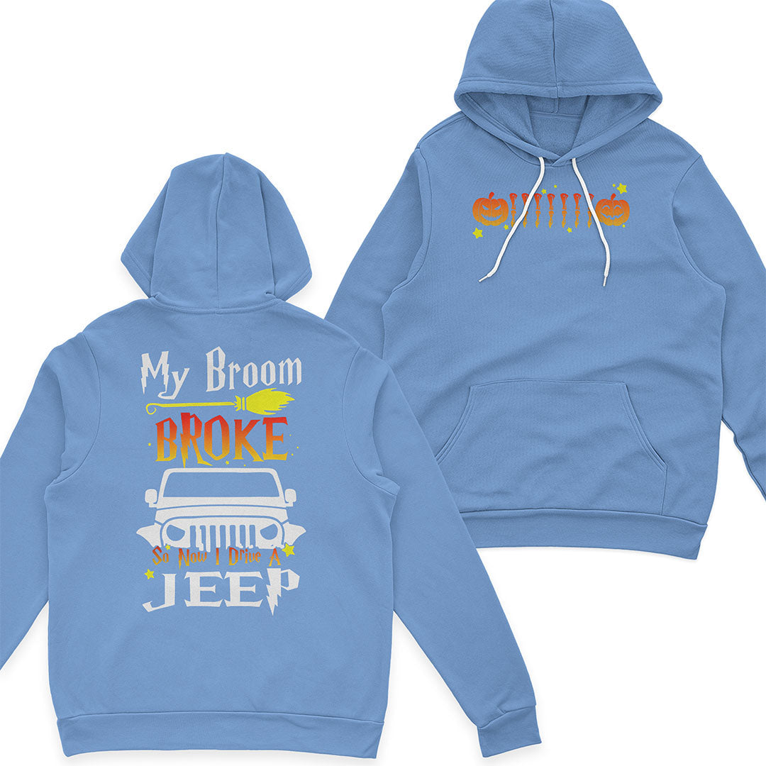 Jeep My Broom Broke Pumpkin Funny Halloween T-Shirt Hoodie Supler Store