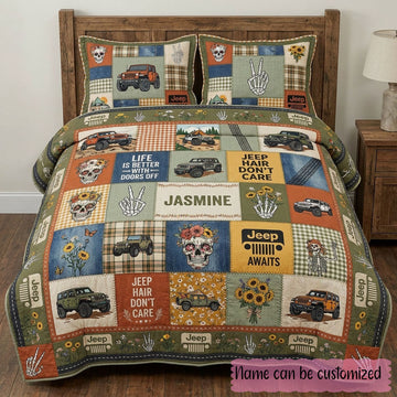 Jeep Skeleton Personalized Quilted Bedding Set TN0608261541