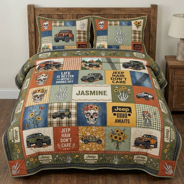 Jeep Skeleton Personalized Quilted Bedding Set TN0608261541