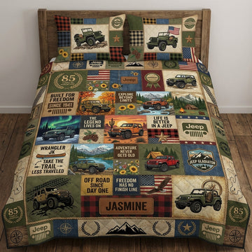 Jeep 85th Anniversary Personalized Quilted Bedding Set TN0608261531