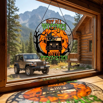 Not All Witches Drive Broomstick Suncatcher Window Glass Hanging-DN2808261001