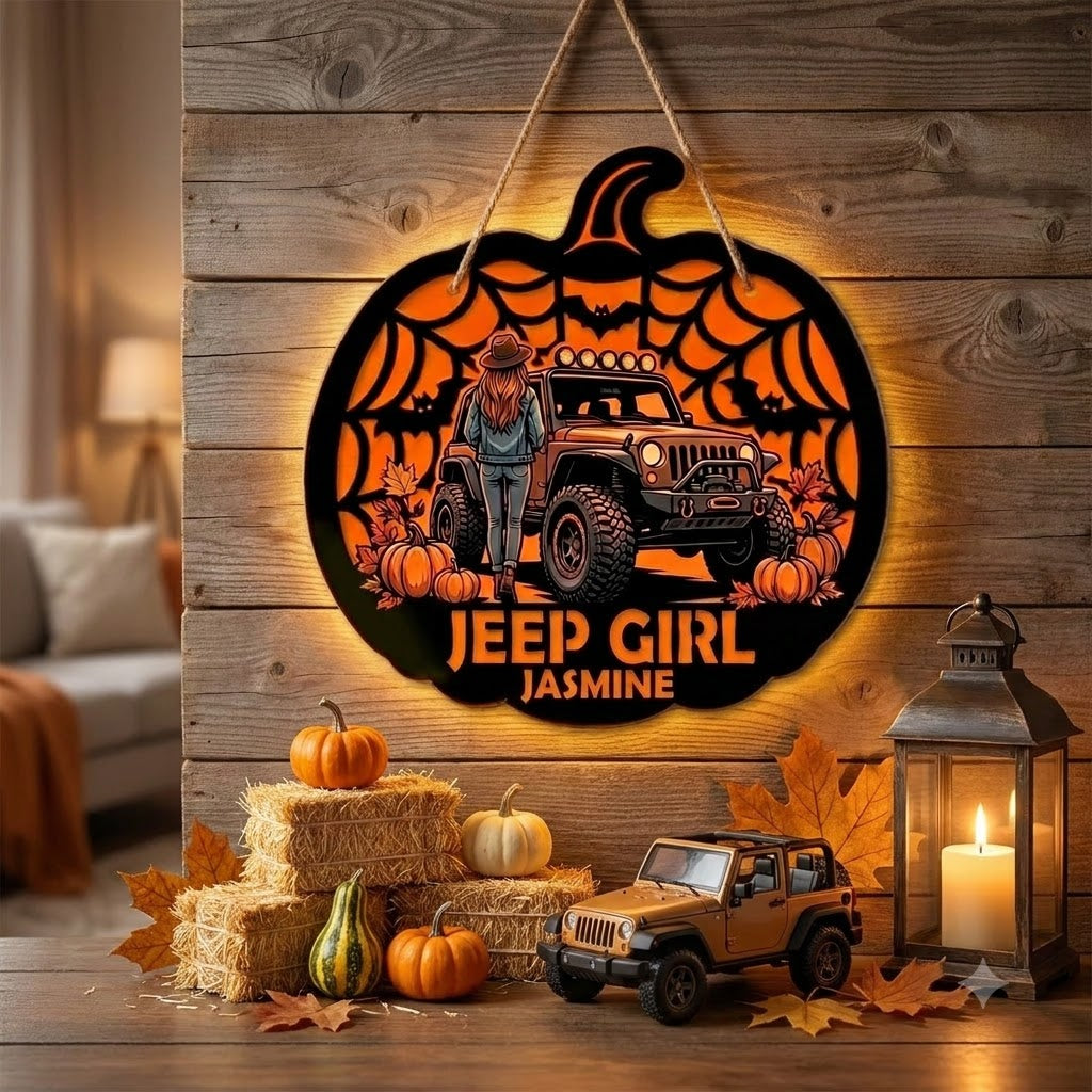 Jeep Girl Personalized Luminous Wooden Sign-DN2808260958