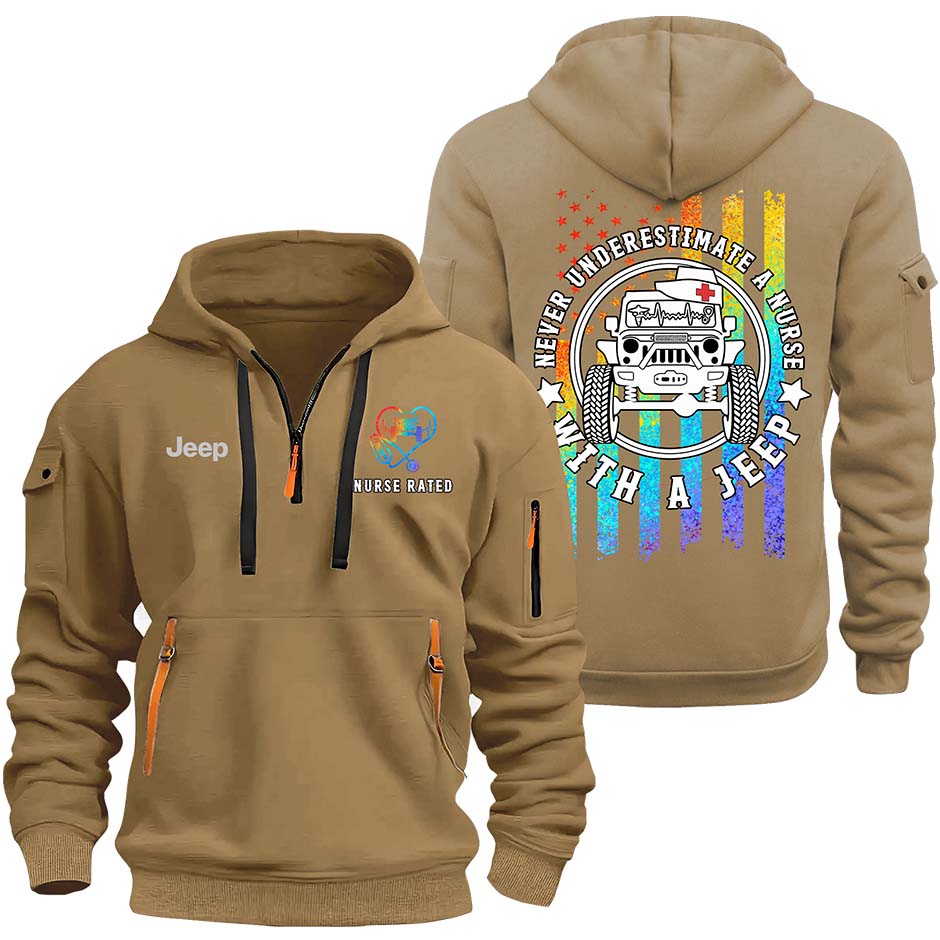 Never Underestimate A Nurse With A Jeep Quarter Zip Hoodie Supler Store