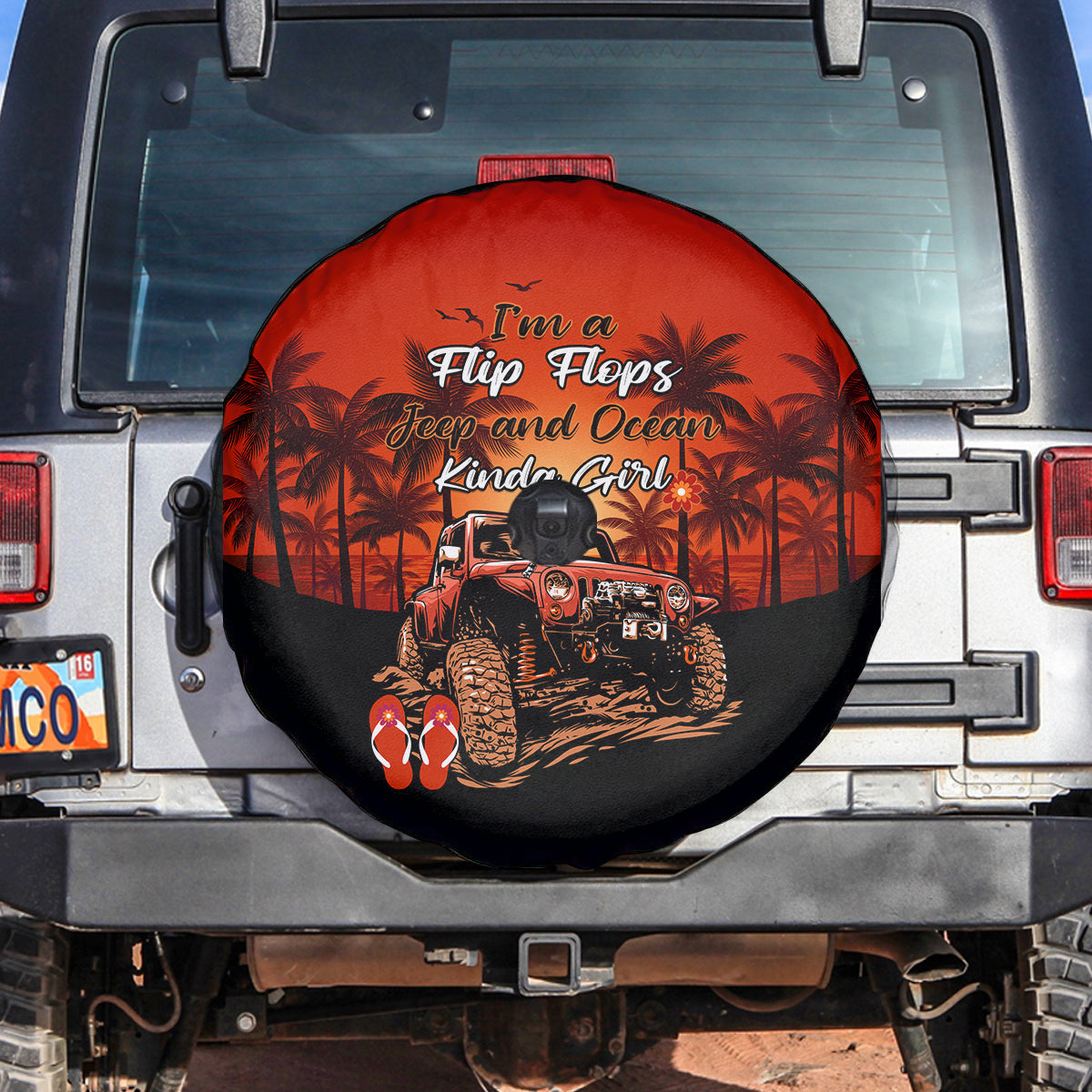 Jeep Spare Tire Cover Im A Flip Flops And Jeep Kinda Girl Red LT14 - image 3