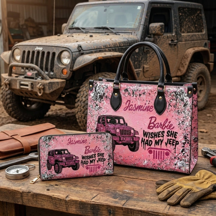 Barbie Wish She Had My Jeep Personalized Leather Bag + Free Wallet-DN2310261134