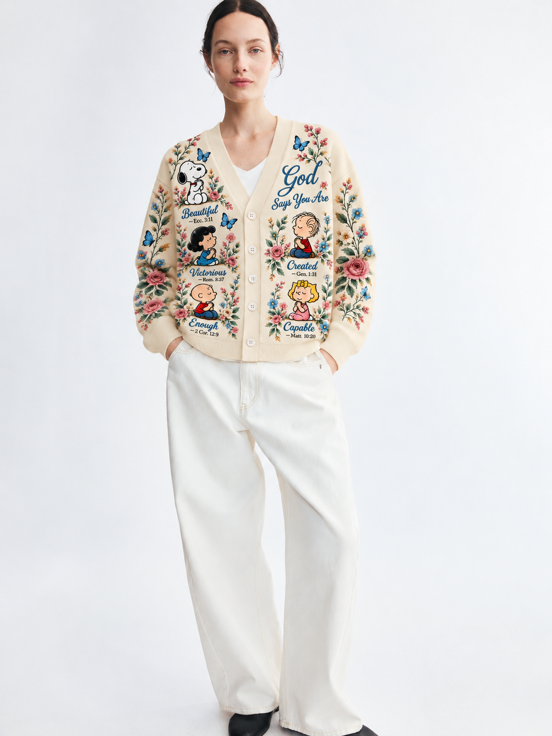 God Says You Are Gift For Her - Personalized Christian Knitted Cardigan