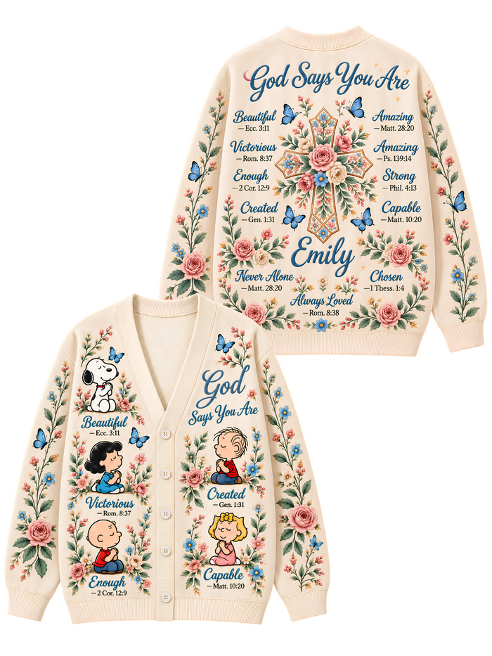 God Says You Are Gift For Her - Personalized Christian Knitted Cardigan