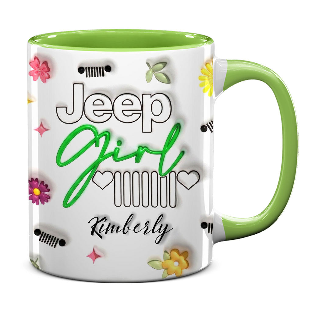 Jeep Girl Mug - Floral Personalized Coffee Accent Mug DN1408261643