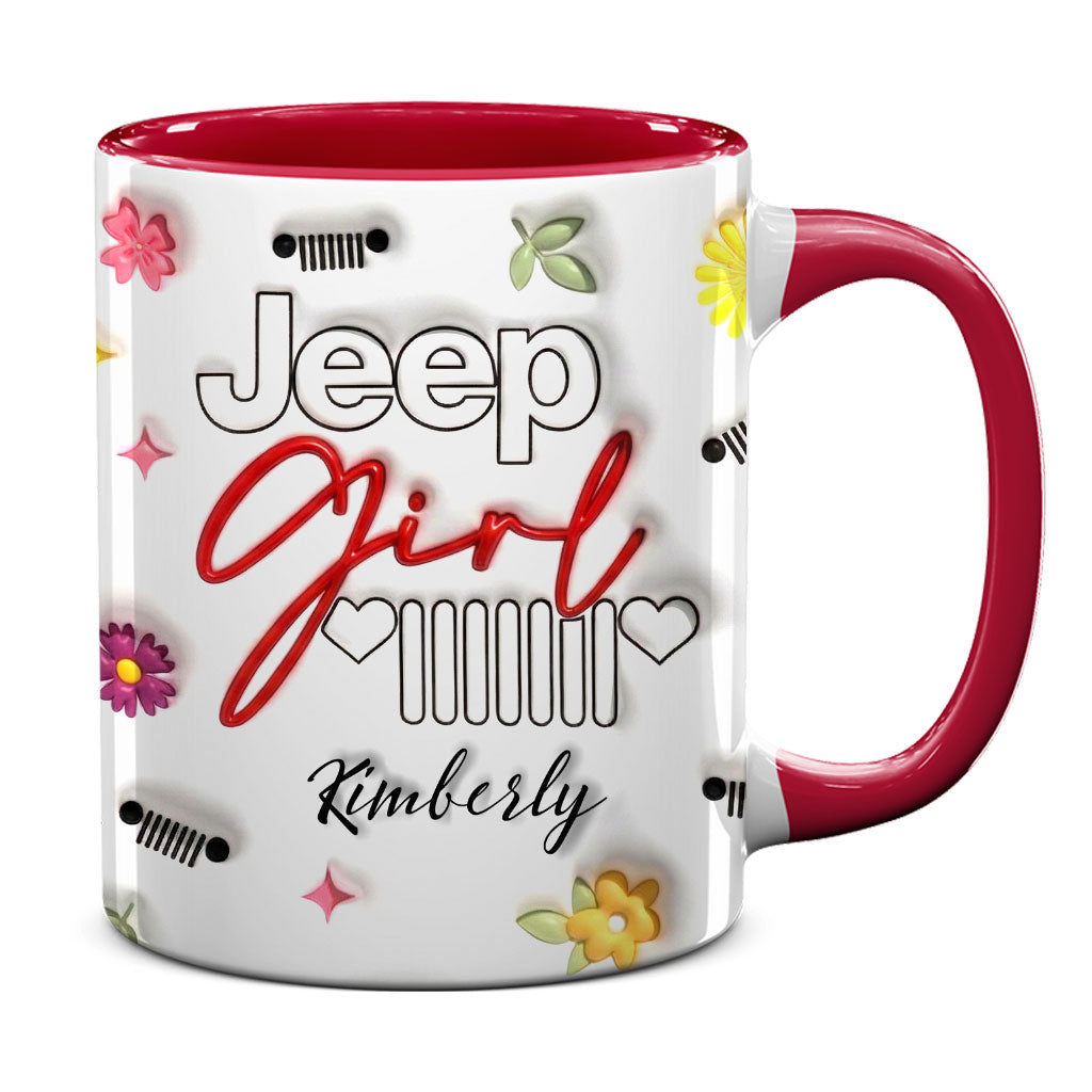 Jeep Girl Mug - Floral Personalized Coffee Accent Mug DN1408261643