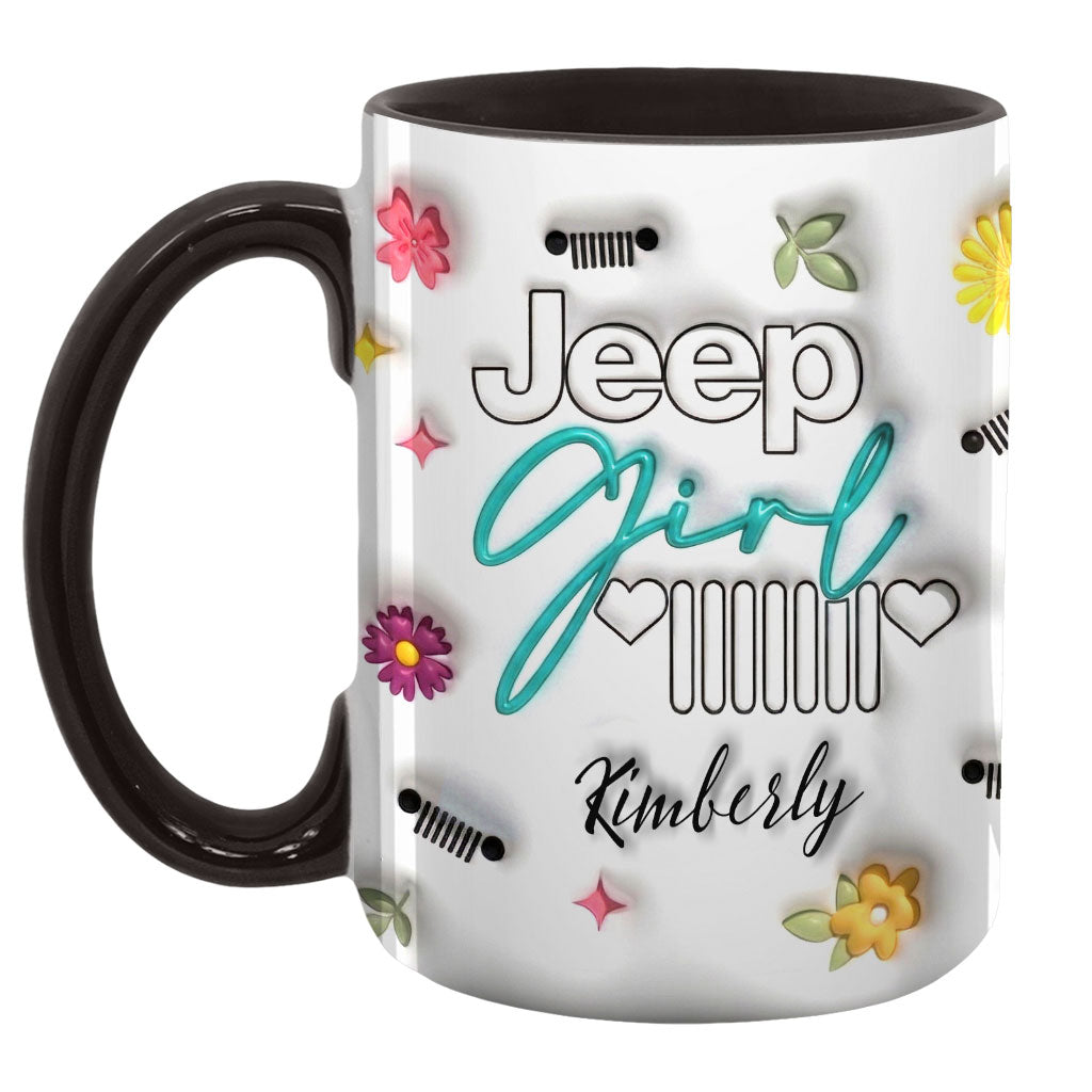 Jeep Girl Mug - Floral Personalized Coffee Accent Mug DN1408261643