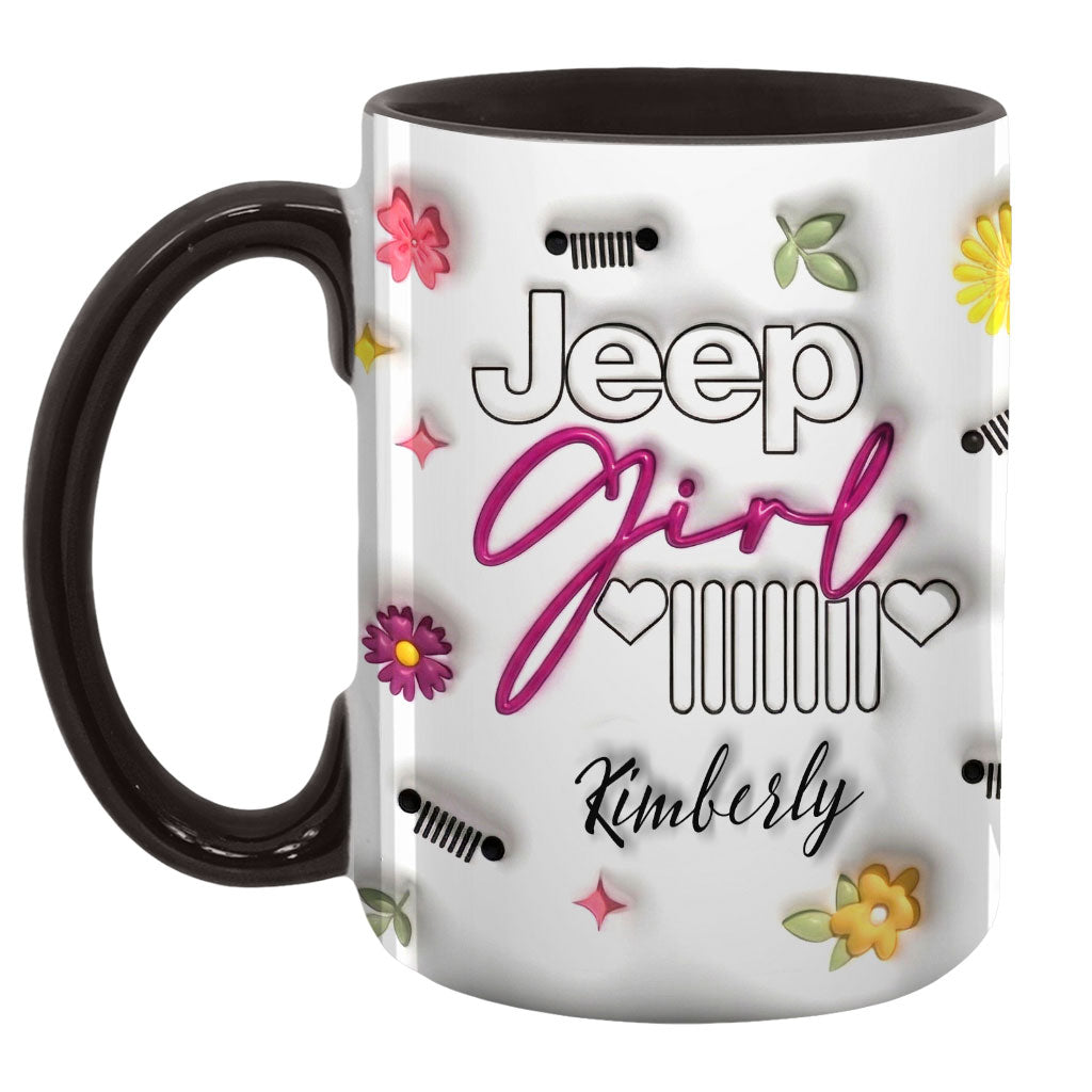 Jeep Girl Mug - Floral Personalized Coffee Accent Mug DN1408261643