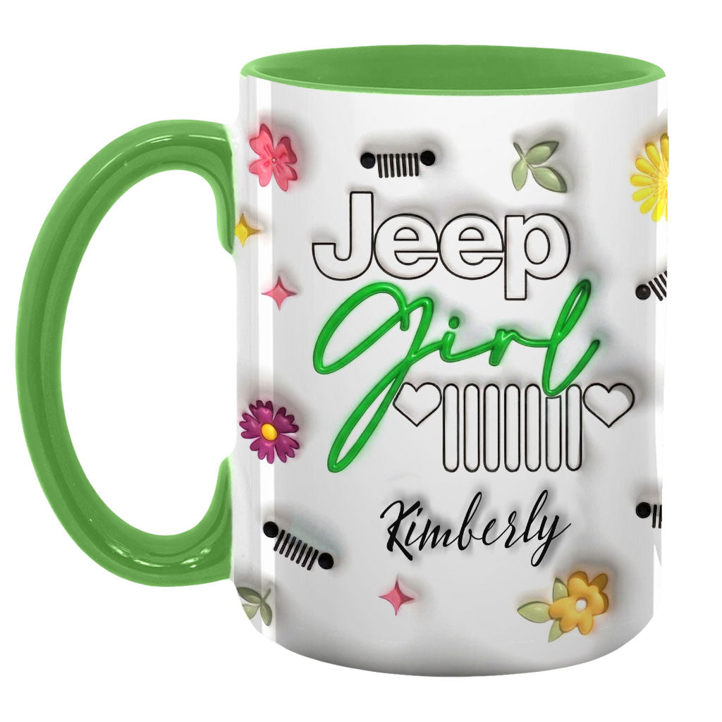Jeep Girl Mug - Floral Personalized Coffee Accent Mug DN1408261643
