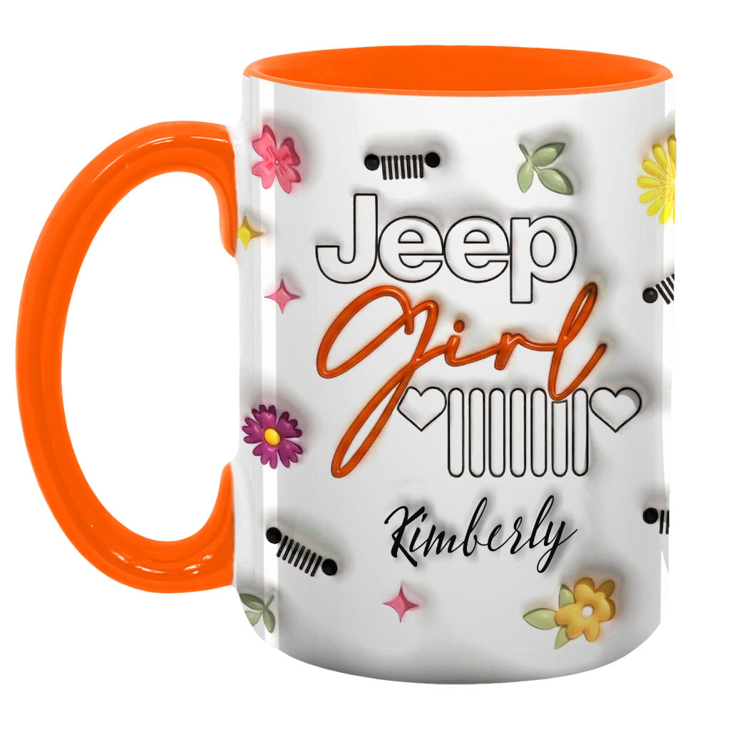 Jeep Girl Mug - Floral Personalized Coffee Accent Mug DN1408261643