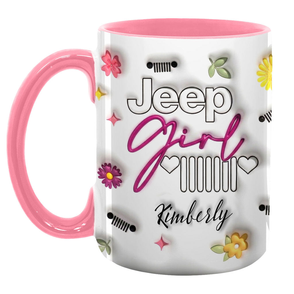 Jeep Girl Mug - Floral Personalized Coffee Accent Mug DN1408261643