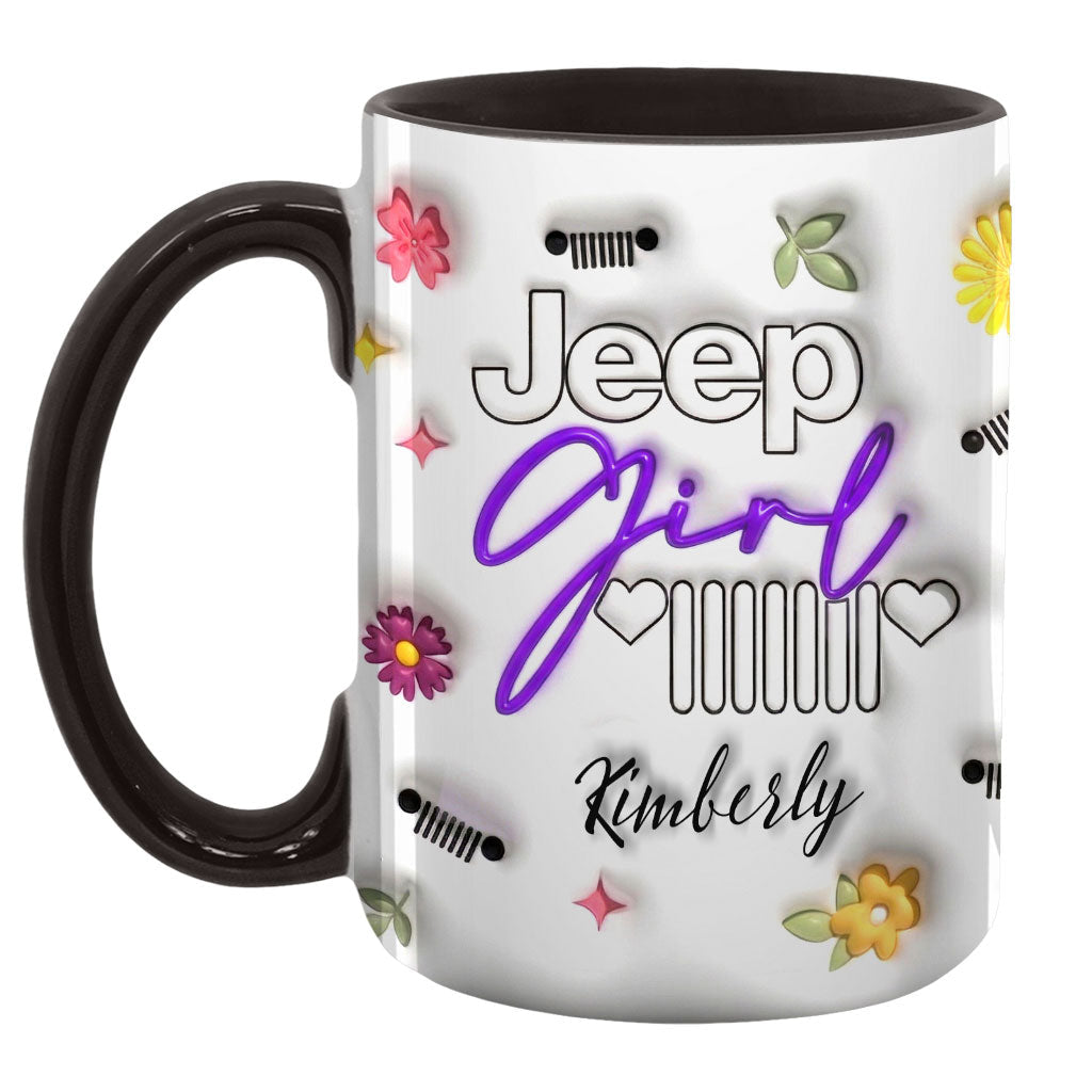 Jeep Girl Mug - Floral Personalized Coffee Accent Mug DN1408261643