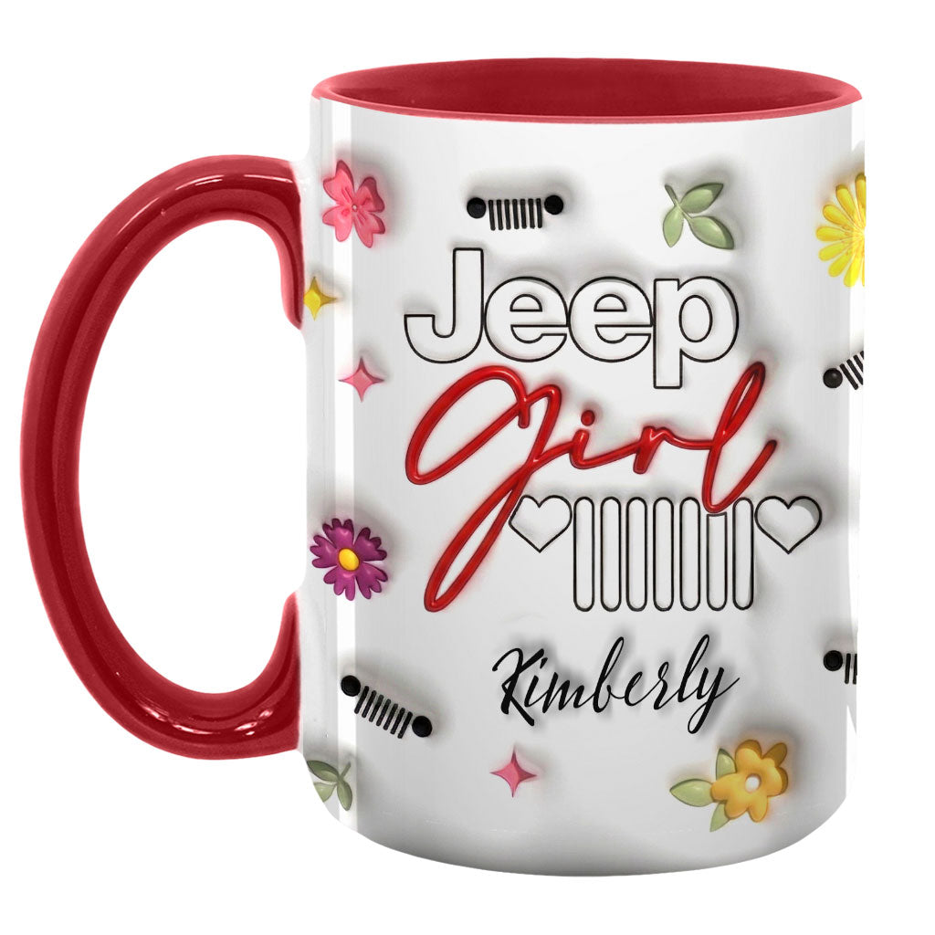 Jeep Girl Mug - Floral Personalized Coffee Accent Mug DN1408261643