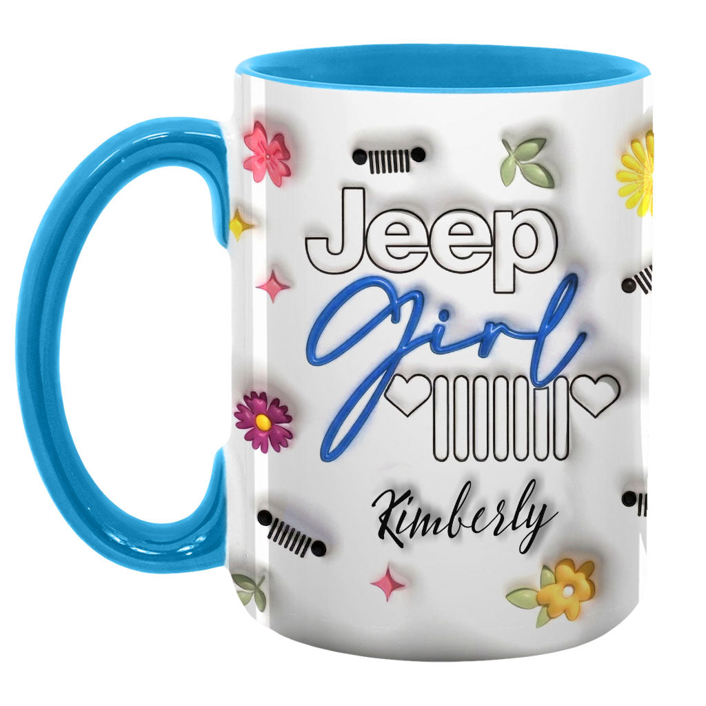 Jeep Girl Mug - Floral Personalized Coffee Accent Mug DN1408261643