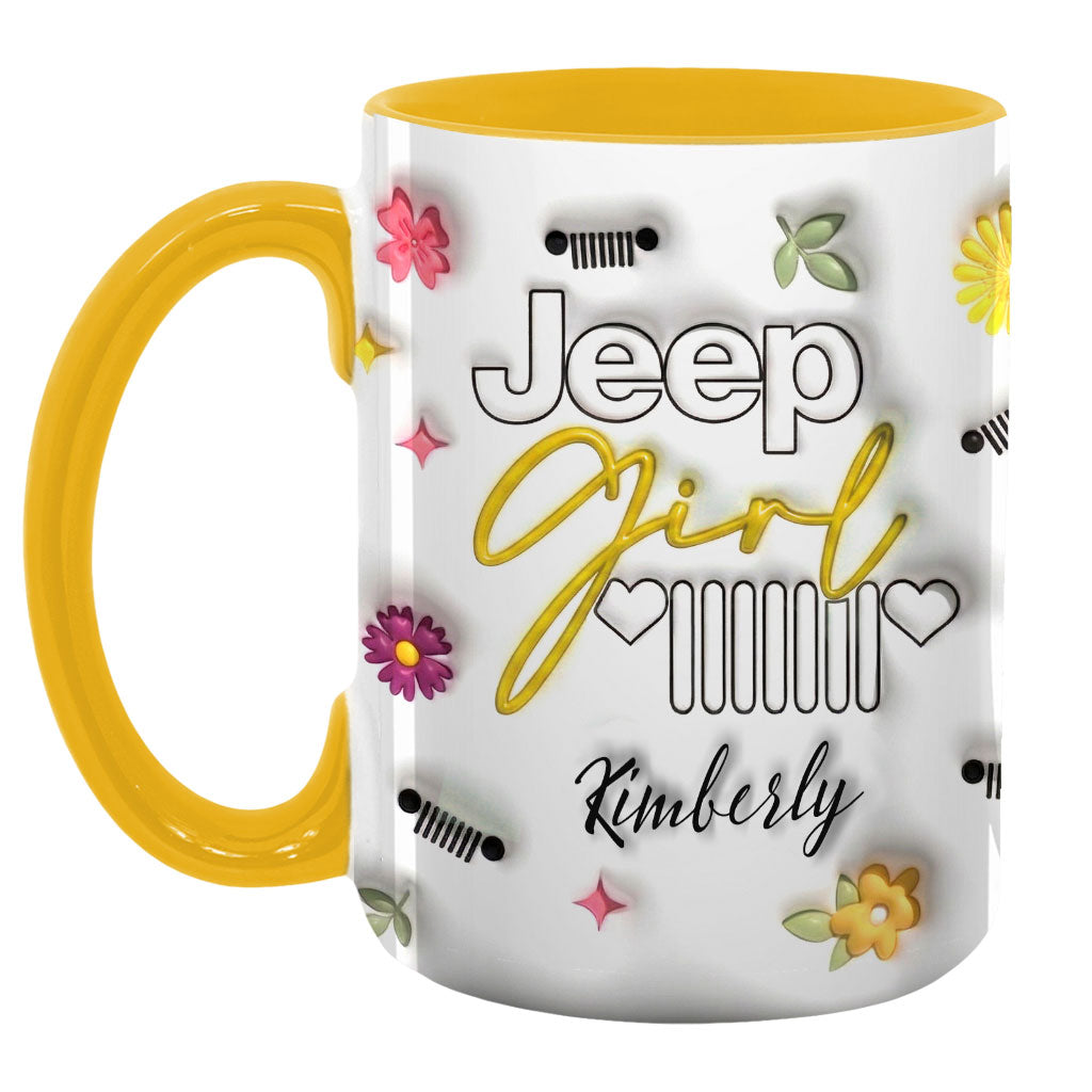 Jeep Girl Mug - Floral Personalized Coffee Accent Mug DN1408261643