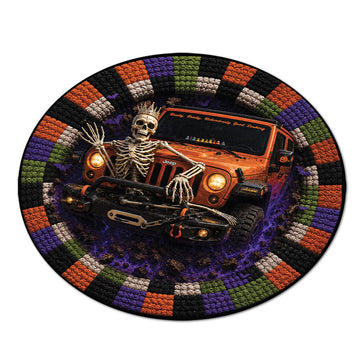 Jeep Halloween Skeleton Queen 3D Illusion Round Rug-DN2808261039
