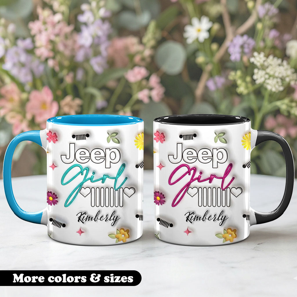 Jeep Girl Mug - Floral Personalized Coffee Accent Mug DN1408261643
