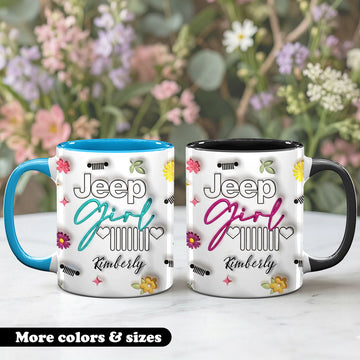 Jeep Girl Mug - Floral Personalized Coffee Accent Mug DN1408261643