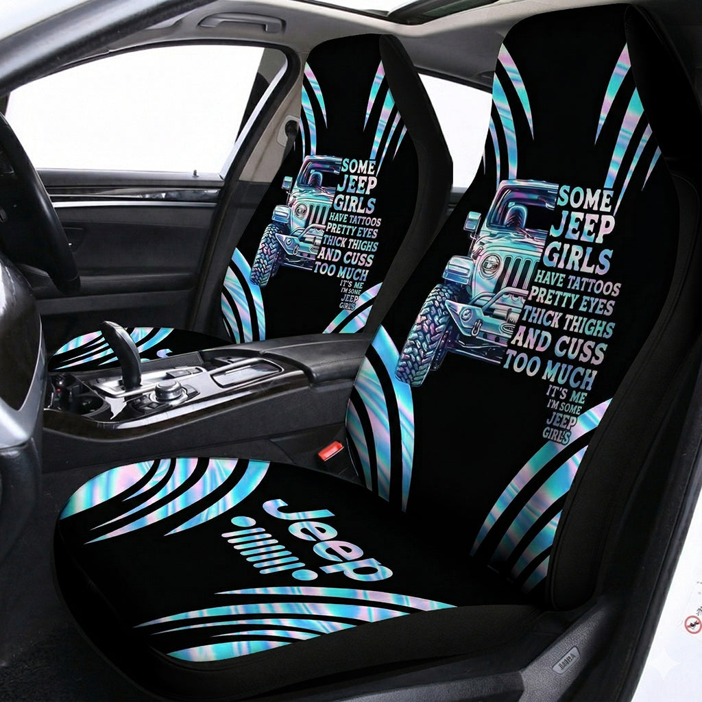 Jeep Girl Have Tattoos And Cuss Too Much Car Seat Covers Set Of 2