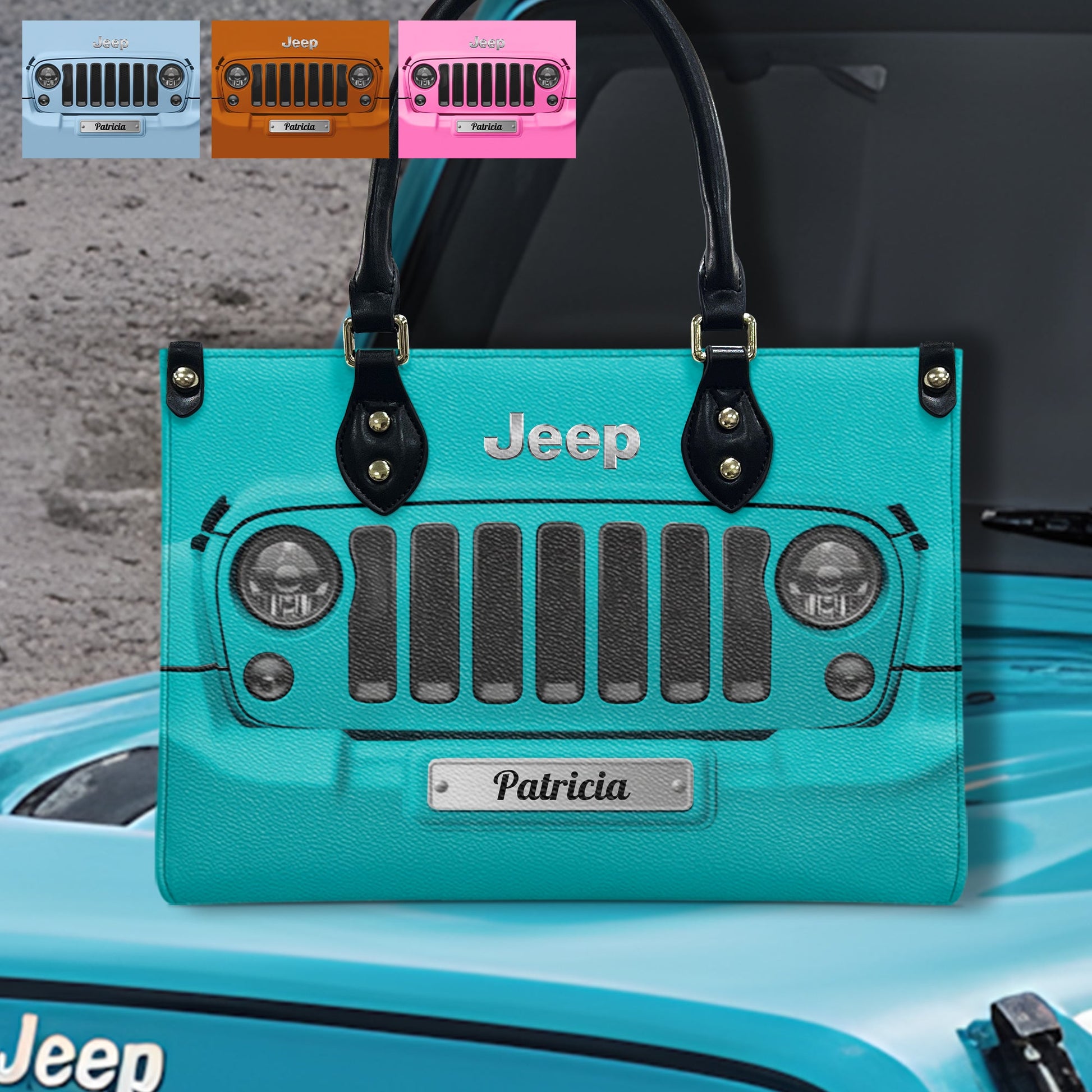Personalized Jeep Grille Leather Handbag Supler Store