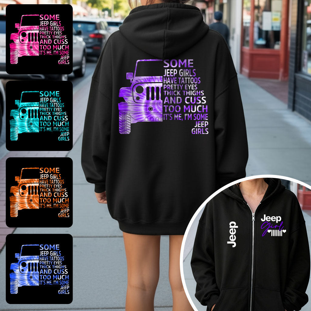 Some Jeep Girls Have Tattoos Tie-Dye Print Zip Hoodie Supler Store