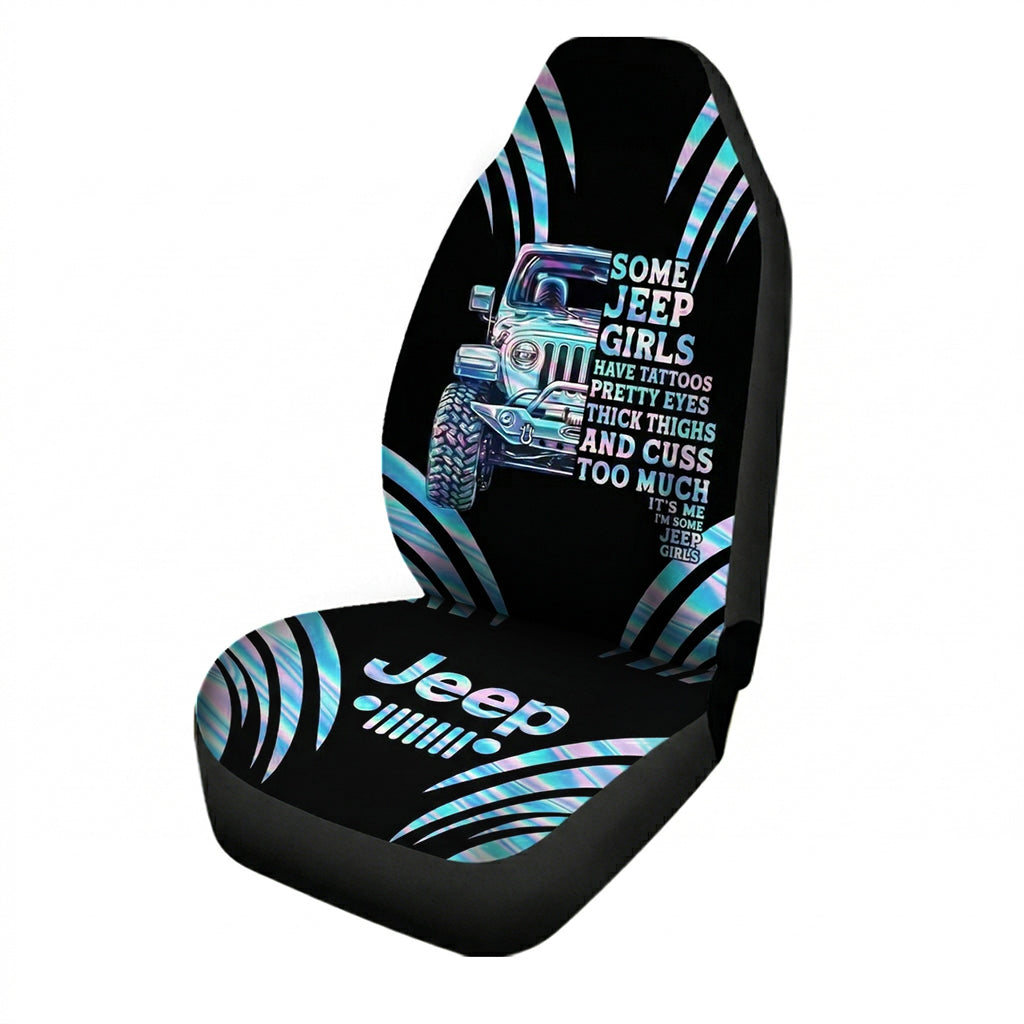 Jeep Girl Have Tattoos And Cuss Too Much Car Seat Covers Set Of 2