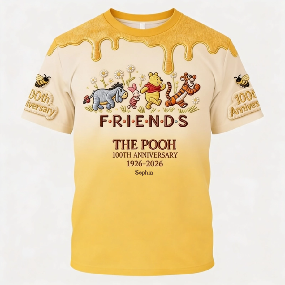 DSNY Honey Bear 100 Years Of Friendship Together - Personalized All Over Shirt - Anniversary Gift For Movie Fans NL122