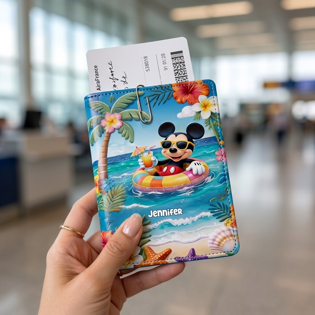 Summer Vibes Magic Mouse - Personalized Passport Holder & Luggage Tag Set - Vacation Gift for Travelers - MkMo - image 2