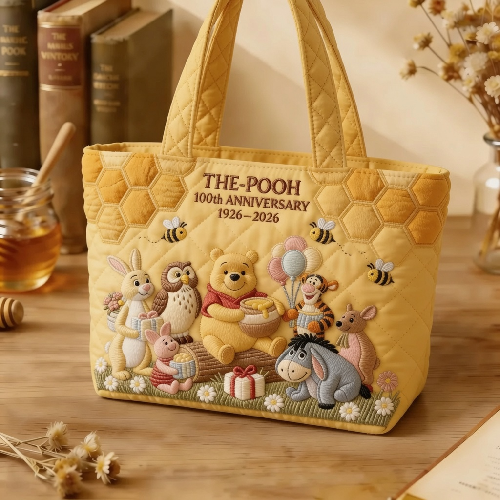 Honey Bear Celebrate 100 Years Of Friendship - Personalized Quilted Bag - Gift For Movie Fans - DSNY