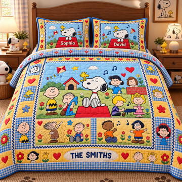 P-nust Happy Every Day With Friends Cute Cartoon Gifts For Family - Personalized Quilted Bedding Set- TN2209261643