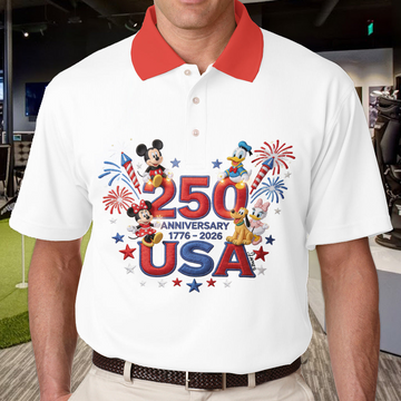 MkMo 250th Anniversary With Funny Friends - Personalized Polo Shirt - Independence Gift For Movie Fans