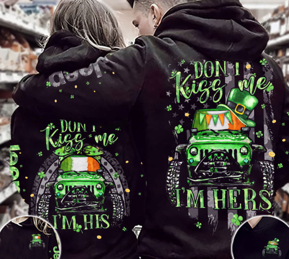 Don't Kiss Me Couple Jeep Hoodie St Patrick Day