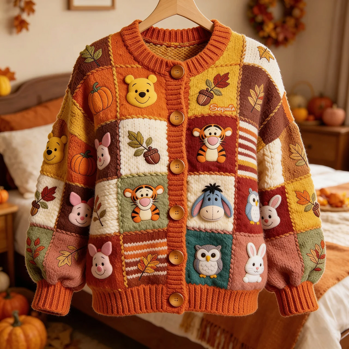 DSNY Honey Bear Autumn Vibes - Personalized Knitted Cardigan - Gift For Her-DN2508261118