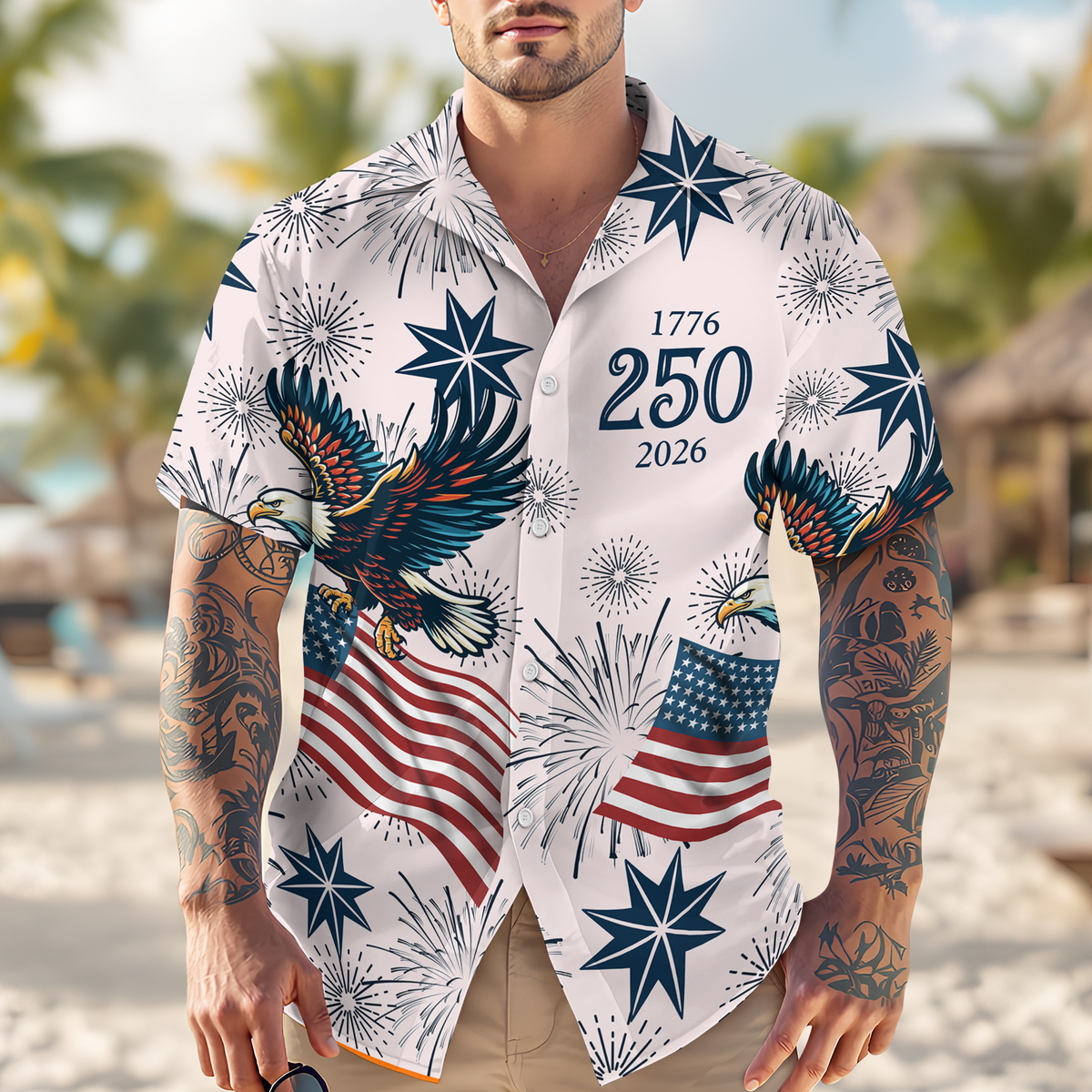 USA 250 Anniversary Eagle - Personalized Hawaiian Shirt - Gift for Dad, Husband, Grandpa HN02