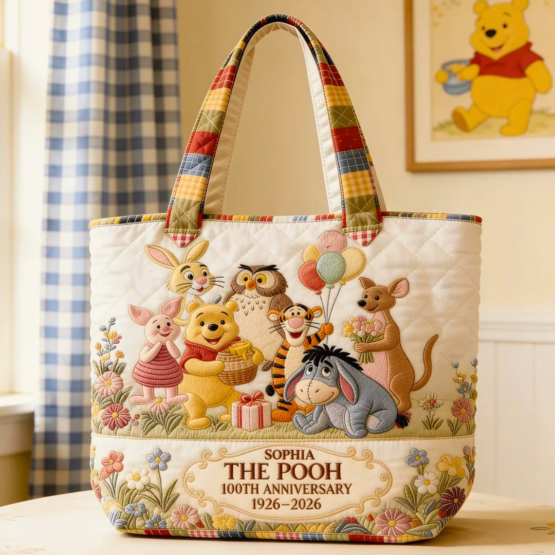DSNY Honey Bear Celebrate 100 Years Of Friendship - Personalized Quilted Tote Bag - Anniversary Gift For Movie Fans NL122